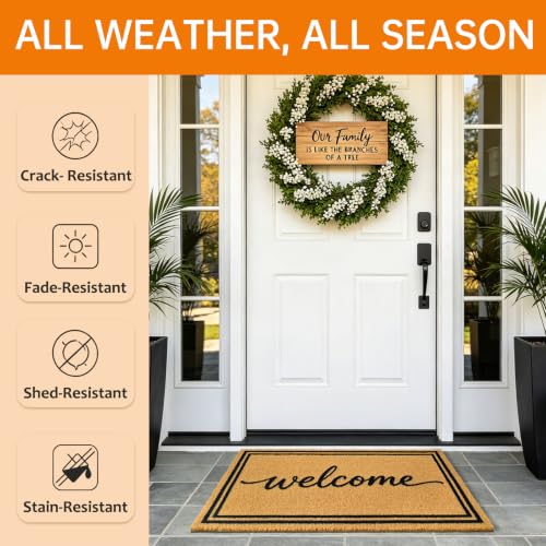 Front Door Mat Outside Non-Slip Welcome Doormat (Welcome, 17x29 in) - color: 1- Welcome Border- 2