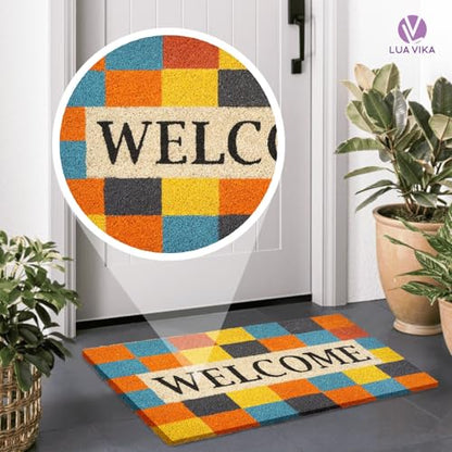 Coir Door Mats Outdoor and Indoor, Modern Welcome, 16 x 27,5 in - color: Modern Welcome