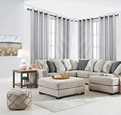 KOUFALL Grey Bronze Grommet Linen Blend Sheer Curtains for Living Room 52x96 Inch Length - color: Grey, size: 52"W x 96"L (Pack of 2)
