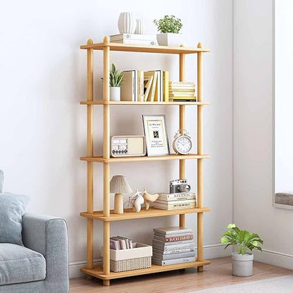 IOTXY 5-Tier Wooden Shelf Bookcase, Freestanding Open Bookshelf, Oak - color: Oak, size: 5-Tier