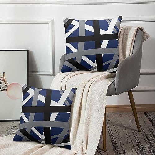 Emvency Throw Pillow Covers Set of 2, 16 x 16 Inch, Striped Retro Blue - color: Blue, size: 16" x 16" (Pack of 2)