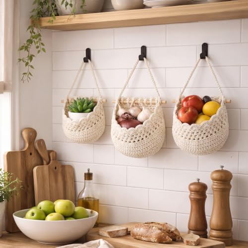 Honeydak 3 Hanging Baskets, Cream, Scalloped Edge - color: Cream, style: Scalloped Edge