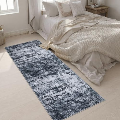 2x6 Washable Runner Rug：Modern Abstract Kitchen Carpet Black - color: Black, size: 2' x 6' (Rectangular)