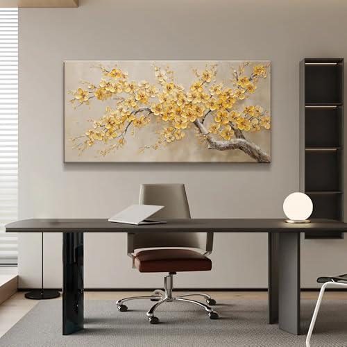 Modern Tree Of Life Wall Art Prints 24"x48" Yellow Wall Art For Bedroom - color: HX7A, size: 48"L x 24"W