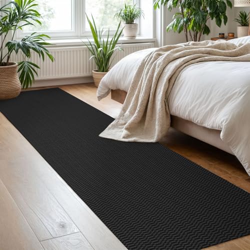 KOZYFLY 2x8 Runner Rug, Washable Non Slip Kitchen Hallway Rug, Black/Grey - color: Black/Charcoal Grey, size: 2' x 8' (Rectangular)