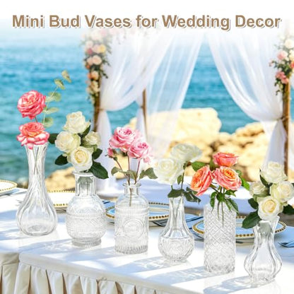 KJHL Glass Bud Vases Set of 12, Small Flower Vases for Wedding Centerpiece - size: 12 Pcs