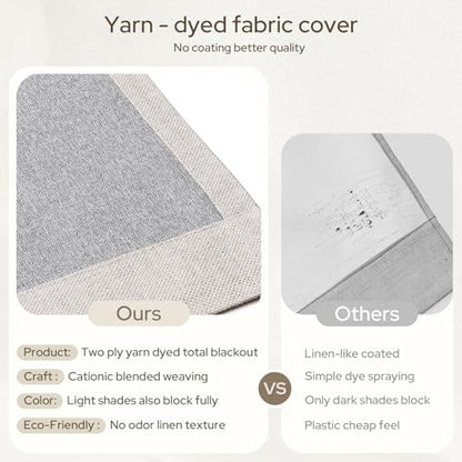 HOMEIDEAS 100% Blackout Beige Faux Linen Curtains 84''L 2 Panels - color: Beige, size: 52"W x 84"L (Pack of 2)