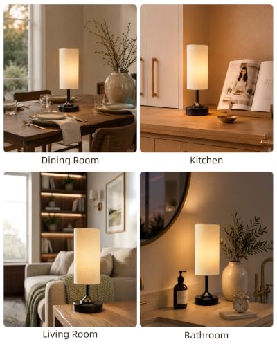 EZVALO Dimmable Cordless Table Lamp, Small Ambient Light with Timer - color: Black