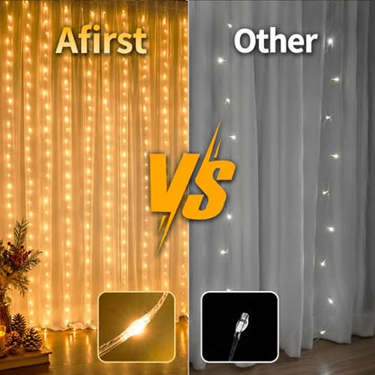 Afirst Led Curtain Lights for Bedroom, 2 Packs Curtain Fairy Lights Plug in