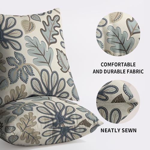 Tropical Pillow Covers 18X18 Set of 2, Blue Brown Tan Monstera Palm Leaf Summer Print Abstract Decorative Throw Pillowcases Outdoor Boho Farmhouse Seasonal Cushion Cases Couch Sofa Bed Decor - size: 18" x 18" (Pack of 2)