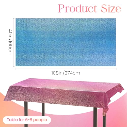 Sparkling Holographic Laser Tablecloth - Shimmering, Waterproof, Easy to Clean - Ideal for Bachelorette, Birthday, Wedding, and Anniversary Party Decorations (Pink & Light Blue & Purple, 3) - color: Pink & Light Blue & Purple