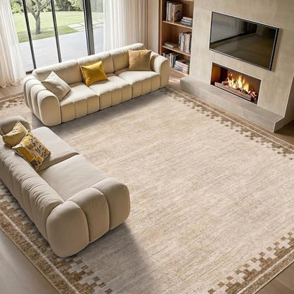 GarveeHome 10x13 Large Area Rug for Living Room Washable Low Pile Carpet - color: Beige, size: 10' x 13' (Rectangular)