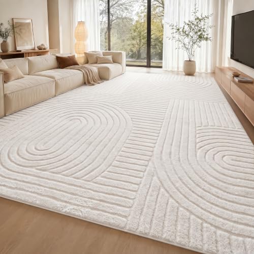 Beige Solid Area Rug 10x14 Large Washable Soft Rugs for Living Room - color: Light Beige, size: 10' x 14' (Rectangular)