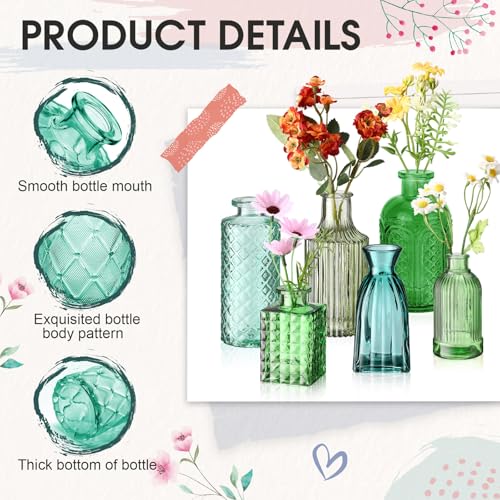 Yaomiao 30 Pcs Glass Bud Vases Centerpieces, Green Series - color: Green Series