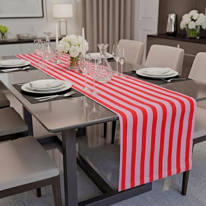 AmazingSpark Striped Table Runner Roll,Pink and Red,25' Long X 16" Wide - color: Pink and Red, size: 25' Long X 16" Wide