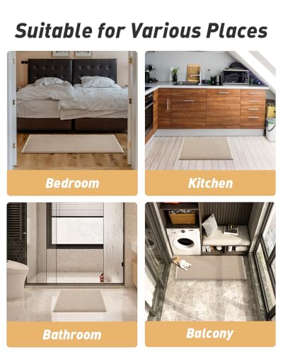Upgraded Waffle Bath Mat Ultra Absorbent Non Slip Bathroom Mat, 18" x 30" - color: Brown & Cream, size: 18" x 30"