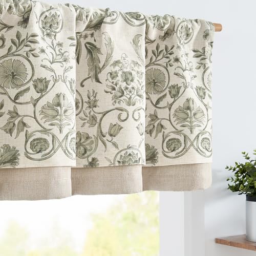 jinchan Linen Valance Kitchen Curtain 1 Panel 16 Inch Farmhouse Green - color: *Vintage Green, size: 50"W x 16"L (Pack of 1)