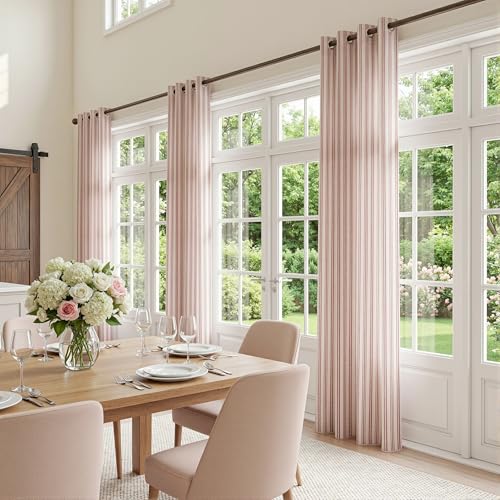 MYSKY HOME Red Striped Linen Curtains for Girls Bedroom 63 Inches 2 Panels - color: B-red, size: 52"W x 63"L (Pack of 2)
