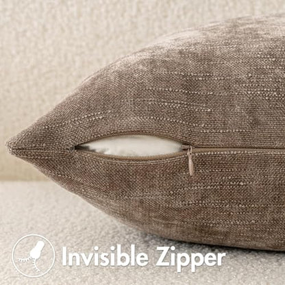 MIULEE Textured Chenille Throw Pillow Covers 18x18 Inch Taupe Grey - color: Taupe Grey, size: 18" x 18" (Pack of 2)