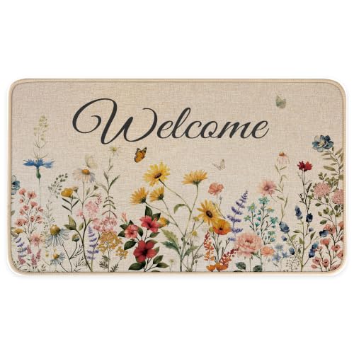 Miss Adola Door Mat, Home Decor, 17x29 Inch, Welcome Floral - color: F-welcome Floral