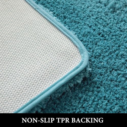 MIULEE Teal Bathroom Runner Rugs Soft Microfiber Bath Mat 16x48 Inch - color: Teal, size: 1'4" x 4' (Rectangular)