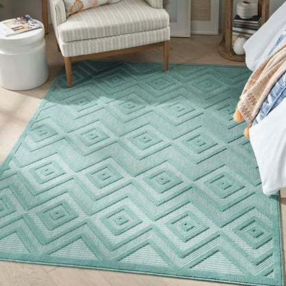 Nourison Home Versatile Aqua Teal 6' x 9' Area Rug - Easy Clean, Non Shedding, Bed Room, Living Room, Dining Room, Kitchen (6' x 9') - color: Aqua Teal, size: 6' x 9' (Rectangular)
