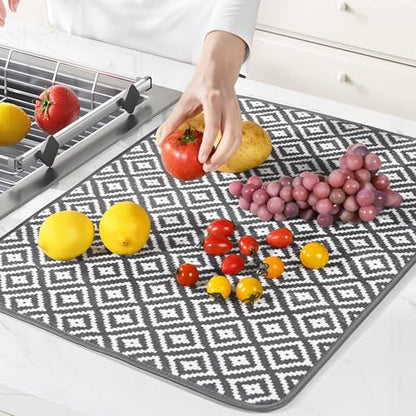 Large Dish Drying Mat 2 Pack,Cloth Tapete Escurridor De Platos,Xl - color: Dark Gray 2P 24*18