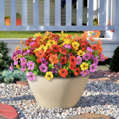 Artificial Hanging Flowers Basket for Outdoor, UV Resistant Plants Daisy - color: Multi Color