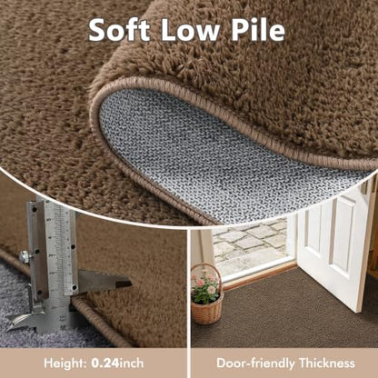 3x5 Beige Brown Solid Area Rug Washable Non-Slip Soft for Bedroom Kitchen - color: 13 Beige Brown Solid, size: 3' x 5' (Rectangular)