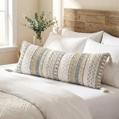 Kevin Textile Boho Tufted 14x36 Inch Lumbar Pillow Cover 1 Pack, Beige - color: Beige, size: 36" x 14" (Pack of 1)