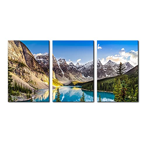3 Pieces Colorado Framed Wall Art Snow Mountain and Lake National Park Natural Landscape Picture Modern Artwork Painting Print on Canvas for Living Room Home Decoration - 16"x24"x3 Panels - color: Wallart-14, size: 16" x 24" x 3 Panels