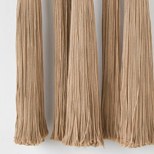 Macrame Wall Hanging Geometric Khaki Boho Fiber Craftsmanship 15.7"W*39"L - color: Khaki Black