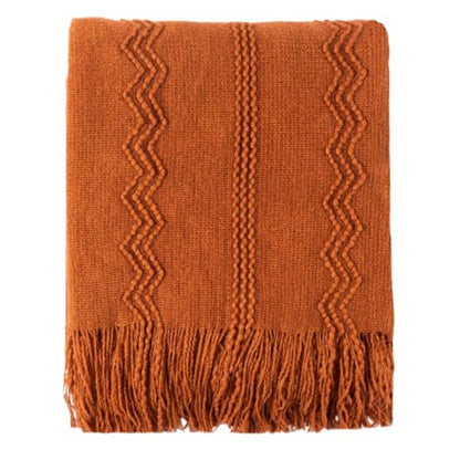 BATTILO HOME Rust Throw Blanket for Couch, 50"x60" - color: Caramel, size: 50 x 60 in.