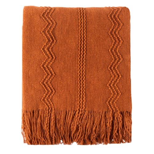 BATTILO HOME Rust Throw Blanket for Couch, 50"x60" - color: Caramel, size: 50 x 60 in.