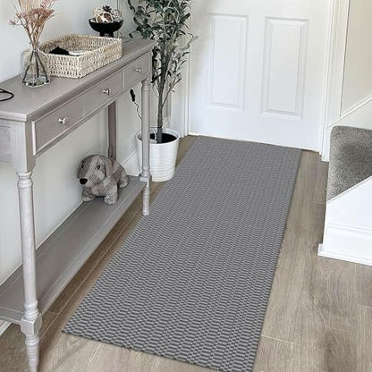 KOZYFLY 2x5 Runner Rug, Washable Non Slip Woven Kitchen Hallway Rug, Grey - color: Charcoal Grey/Dark Grey, size: 2' x 5' (Rectangular)