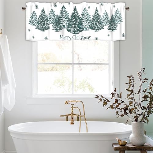Christmas Green Tree Curtain Valances for Windows 42 x 12 Inch - color: Christmas-sy-sd0535, size: 42"W x 12"L (Pack of 1)