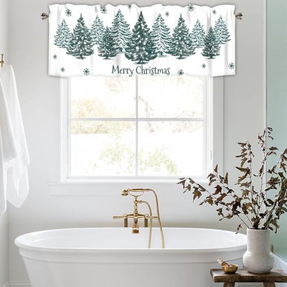 Christmas Green Tree Curtain Valances for Windows 42 x 12 Inch - color: Christmas-sy-sd0535, size: 42"W x 12"L (Pack of 1)