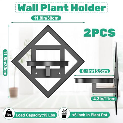 Metal Wall Plant Holder Flower Shelf 2Pcs Indoor Outdoor - color: Diamond shaped -2Pcs