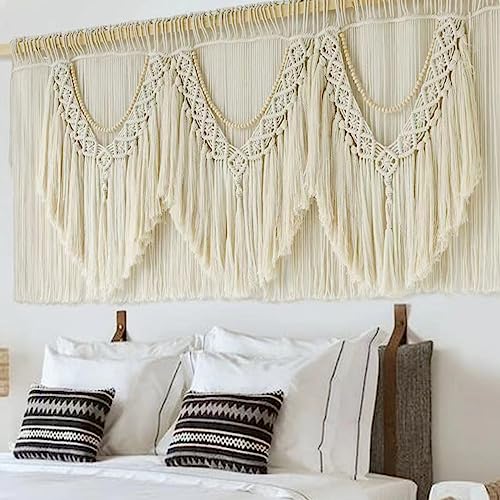 Macrame Wall Hanging Extra Large Wall Decor Boho Wall Art Wedding 75"W*35"L - color: Beige