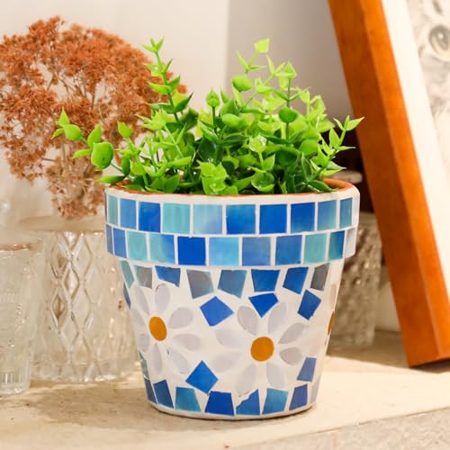 Ceramic Small Plant Pot with Drainage Hole, 4 in Succulent Planter - color: Flower