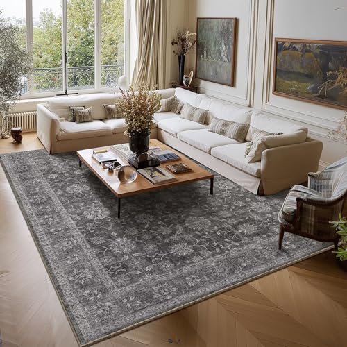 Washable 10x12 Area Rugs for Living Room, Charcoal Gray - color: Charcoal Gray, size: 10' x 12' (Rectangular)