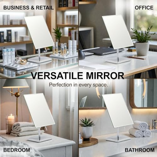 MIRRORVANA Large Table Desk Mirror with Stand, 9.8" x 7" (Chrome) - color: Chrome