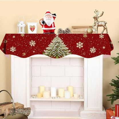 NYZE Christmas Mantel Scarf 60 x 17 Inch Fireplace Mantel Scarf Cover Decoration for Christmas Fireplace Scarf Shelf Top Runner Holiday Winter Home Decor - size: 60 x 17 in, style: Christmas tree