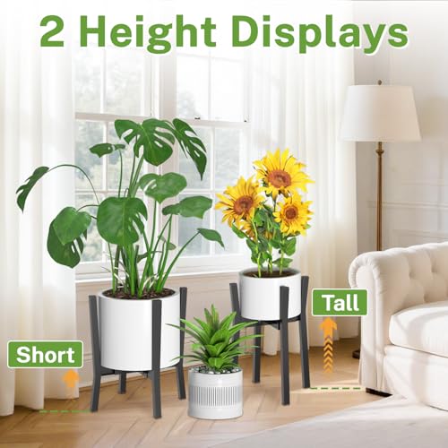 iDavosic.ly Adjustable Metal Plant Stand 2 Pack, Fits 8-12 Inch Pot, White - color: Metal Black, size: 2 Pack