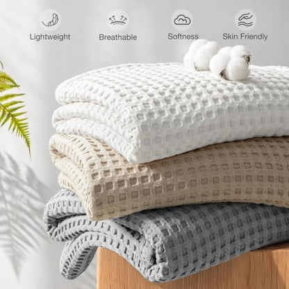 Exclusivo Mezcla 100% Cotton Blanket Full Size for Bed, Light Grey - color: Light Grey, size: Full (80" x 90")