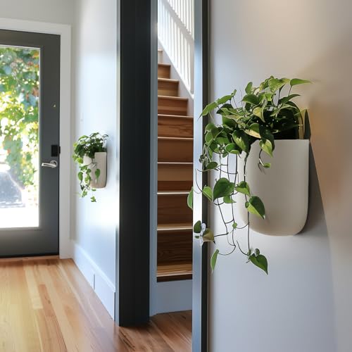 LA Jolie Muse Wall Planters for Indoor Plants, Hanging Flower Pots, 2 Pack - color: White