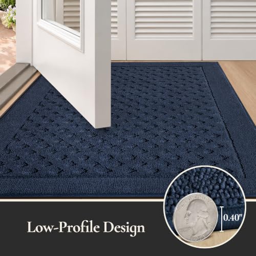 Dirt Trapper Door Mat 20"x 32", Non-Slip Entryway Rugs, Navy Blue - color: Navy Blue, size: 20" x 32"