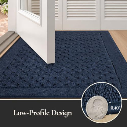 Dirt Trapper Door Mat 36"x 60", Non-Slip Entryway Rugs, Navy Blue - color: Navy Blue, size: 36" x 60"