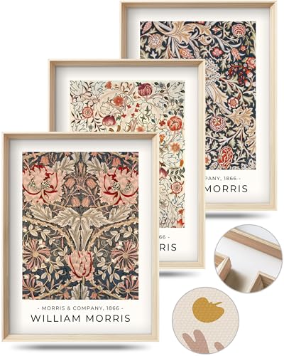 HesenDot William Morris Vintage Framed Wall Art, Floral Canvas Prints - color: Framed William Morris, size: 16"L x 12"W