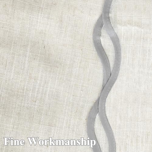 DriftAway Semi Sheer Scalloped Edge Linen Coastal Beach Window Curtains for Living Room Bedroom 2 Panels Rod Pocket Each Size 52 Inch by 96 Inch Gray - color: Linen Gray, size: 52"W x 96"L (Pack of 2)